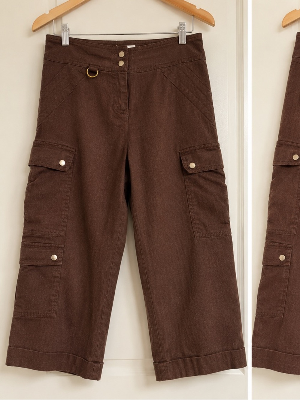Cache Brown Cropped Cargo Pants